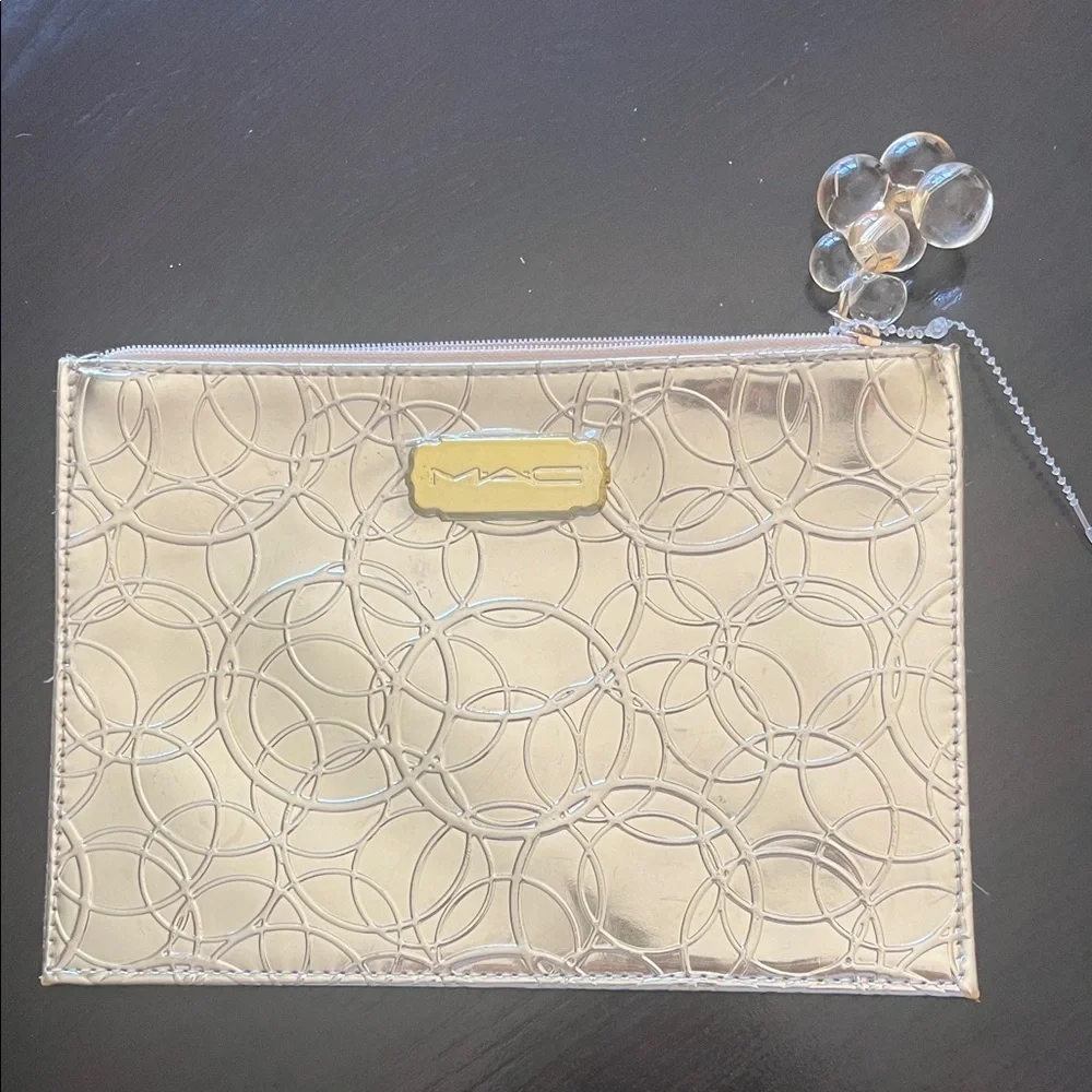MAC Cosmetics Metallic Gold Circle Pattern Pouch